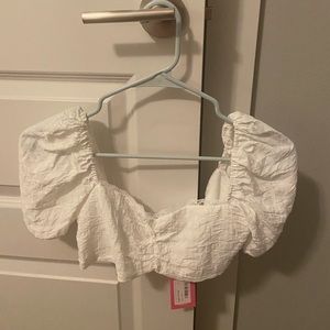 Edikted white cropped blouse